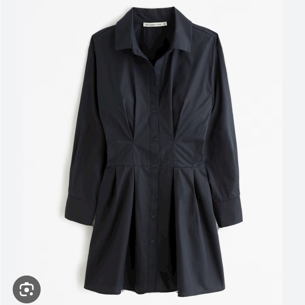 Long sleeve poplin shirt dress
